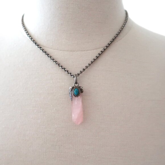 SILPADA Pink quartz pendant 925 Sterling chain necklace - Picture 2 of 6